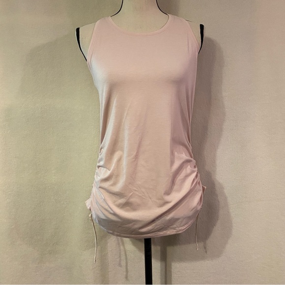 Athleta racerback Encore Tank top pale ballerina gown pink cinched sides - Picture 2 of 10